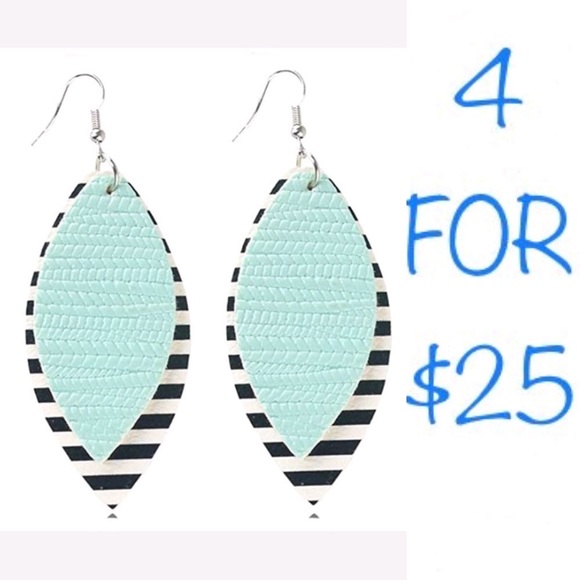 Jewelry - 4/$25 Handmade leather layered leaf drop earrings